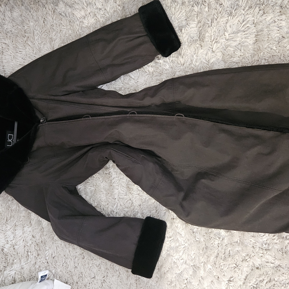 Utex Dark Brown Trench Coat with Black Accents